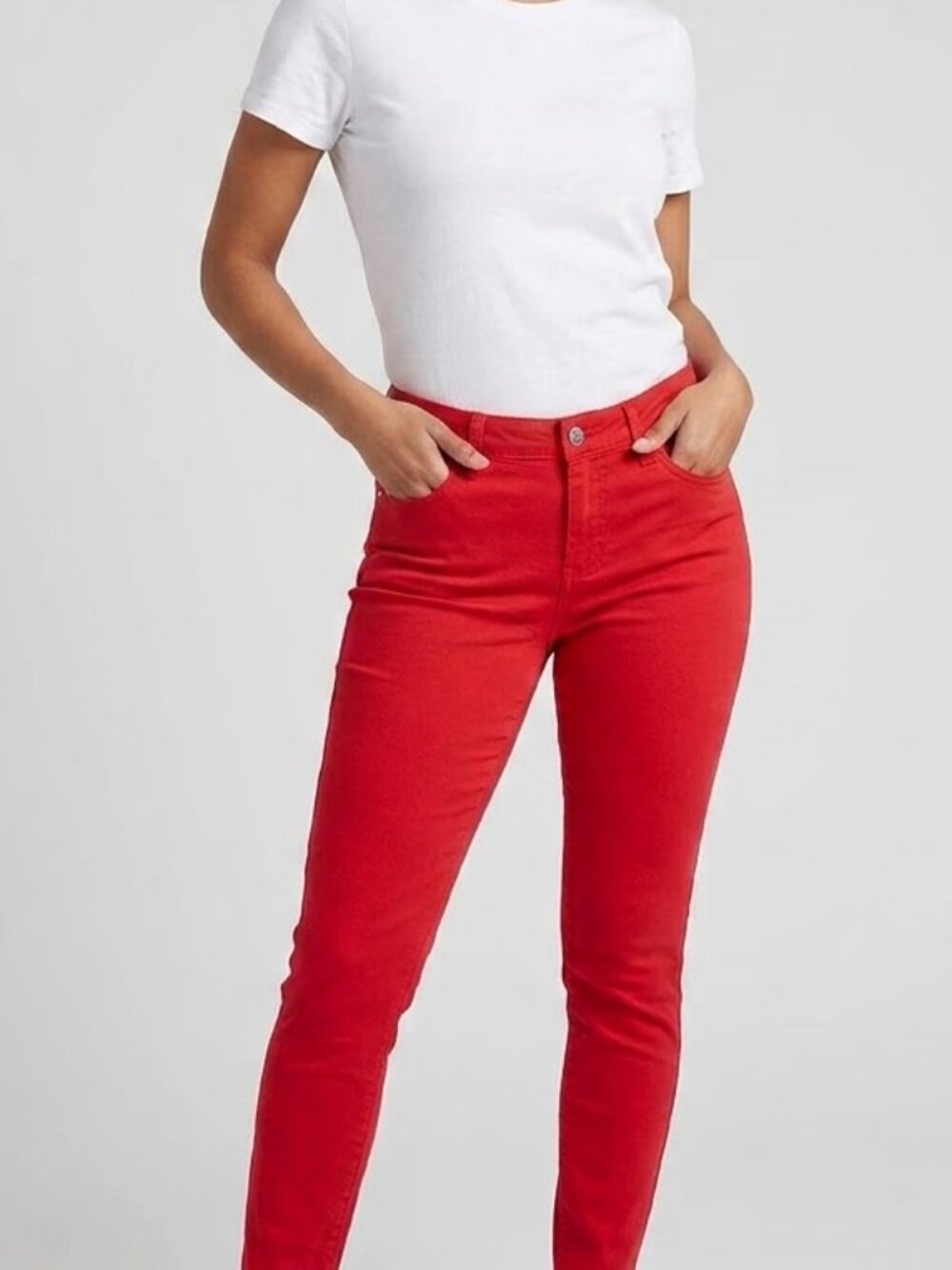 d.jeans Bright Red High Mid Rise Stretch Skinny Jeans 14
